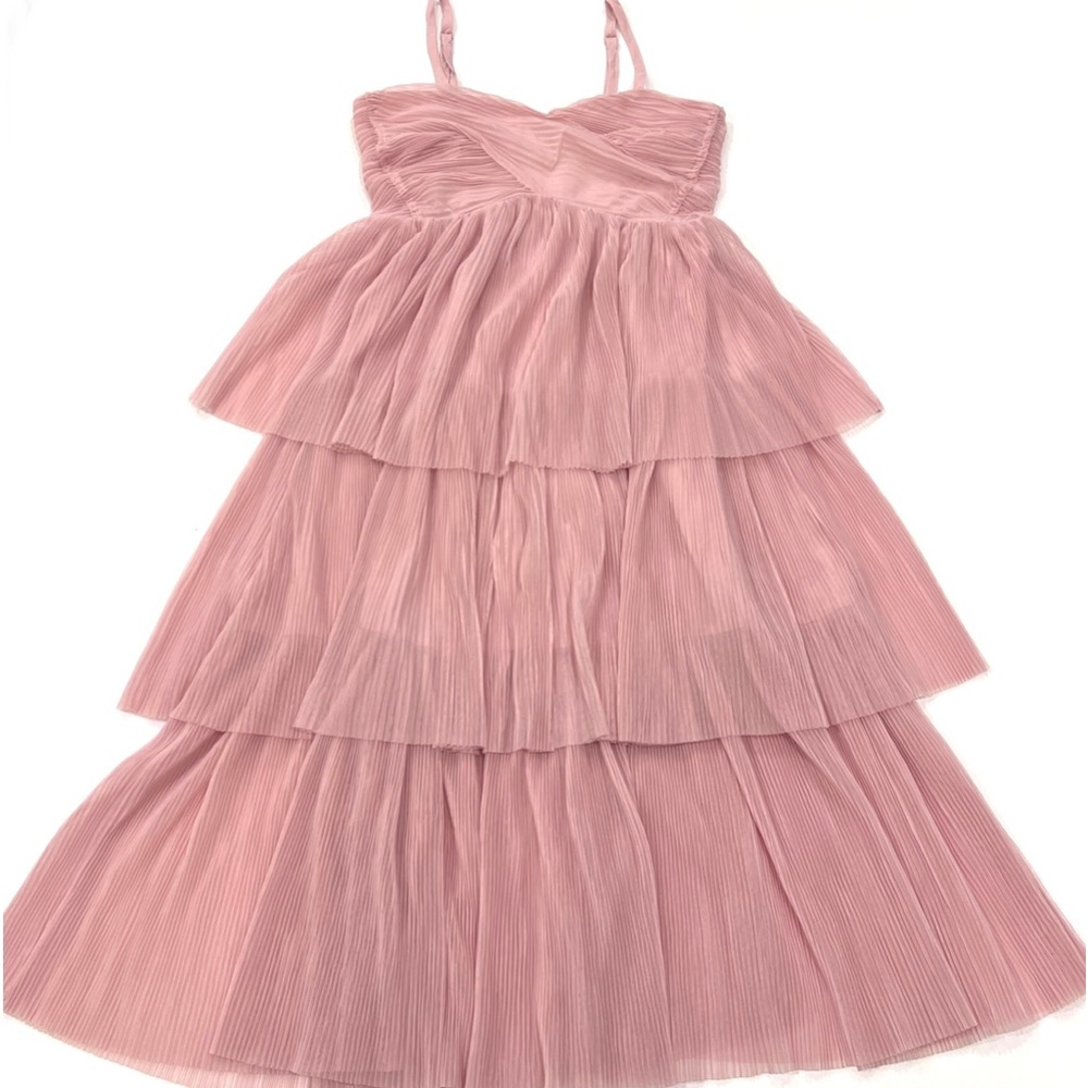 NWT Listicle Pink Pleated Tiered Spring Dress - Small